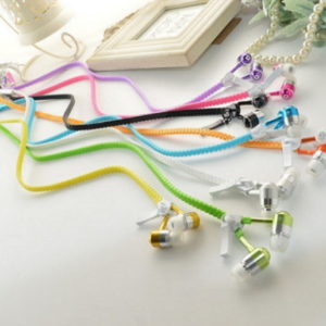 Wired Zipper Earphones Headset With Micro Luminous Light Glow in the Dark