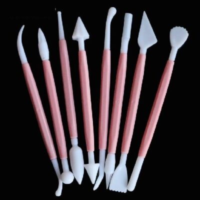 8pcs pink sculpture double sugar modeling cutter smoother fimo polymer clay mold fondant gum paste decorating tool kit 02030