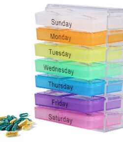 Colorful Design Medicine Weekly Storage Pill 7 Day Tablet Sorter Box Container Case Organizer Pill Organizer Box