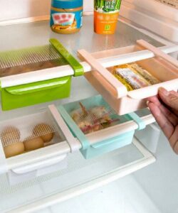 Refrigerator Shelf Rack Holder Fridge Shelf Holder Pull-out Storage Drawers Organiser Space Saver Food Storage Box