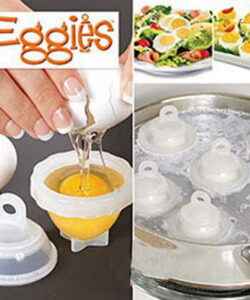 7Pcs/Set Hard Boil Egg Cooker 6 Eggies Without Shells + 1 White Egg Separator Egg Steamer For Kitchen Egg Cooking Tool