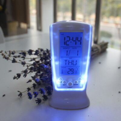 Newest Hot Search Modern Square LCD Digital Alarm Clock Calender LED Display Battery Powered