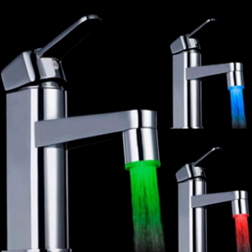 LED Water Faucet Stream Beautiful Waterfall Light 7 Colors Changing Glow Shower Stream Tap Head Pressure Sensor Kitchen Bathroom Accessory