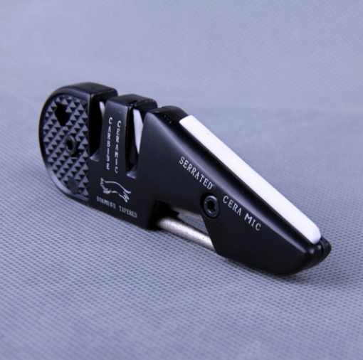 Mini Black EDC Sharpener + Ceramic Finisher Pocket Knife Sharpener Survival Steel Grindstone Tapered Outdoor Tool Equipment Folding