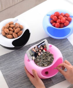 Fashion Creative Smile Dried Fruit Snacks Storage Boxes Portable Plastic Double Layer Holder Container Home Organizer