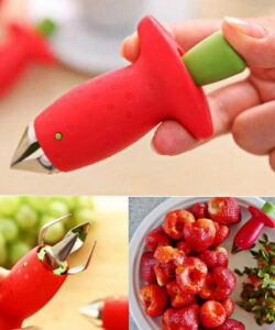 Red Strawberry Huller Strawberry Top Leaf Remover Tomato Stalks Fruit Knife Stem Remover Portable