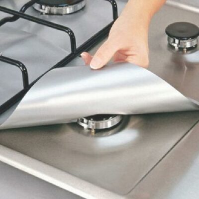 Hot Sale 4Pcs Reusable Foil Gas Hob Range Stovetop Burner Protector Liner Cover For Cleaning Kitchen Tools