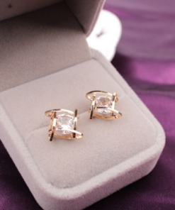  Full Crystals Square Stud Earrings