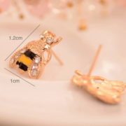 Golden Small Bee Insect Stud Earrings