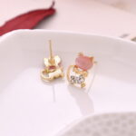 Cute Cat Stone Women Stud Earrings