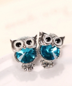 Crystal Owl Girls Stud Earrings