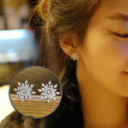 Silver Stud Snowflake Earrings Fashion