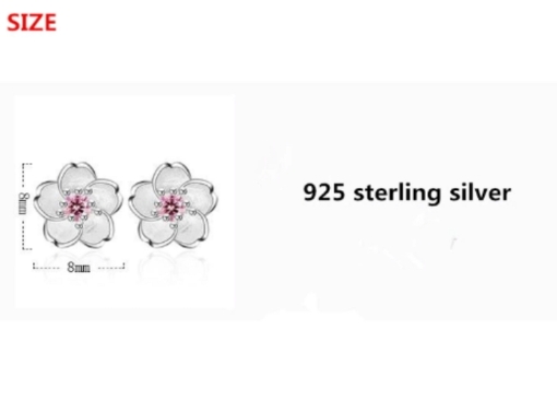 925 sterling silver fashion Cherry blossoms flower crystal