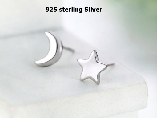 925 sterling silver high quality moon & star