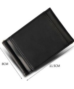 Metal Money Clip Wallet Men Card Case PU Leather Short Wallet With Cash Clamps Purse Carteira