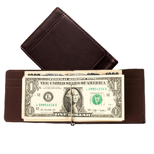 Metal Money Clip Wallet Men Card Case PU Leather Short Wallet With Cash Clamps Purse Carteira